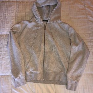 Brandy Melville Light Heather Grey Christy Zip-Up Hoodie (Regular Fit)